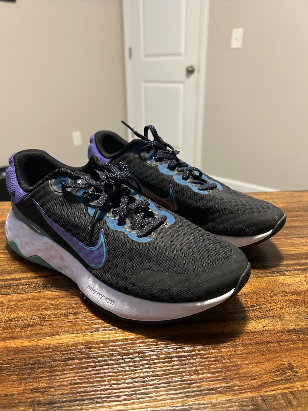 Nike Black Running Shoes with Purple & Blue Accents